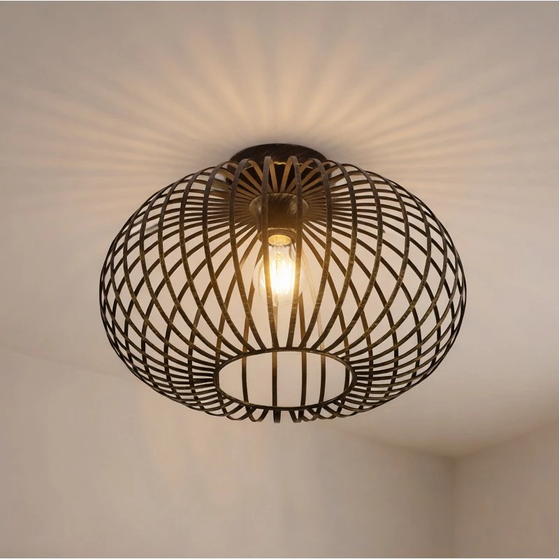 Lindby Plafondlamp Rosalea - Zwart/Messing - 40 cm