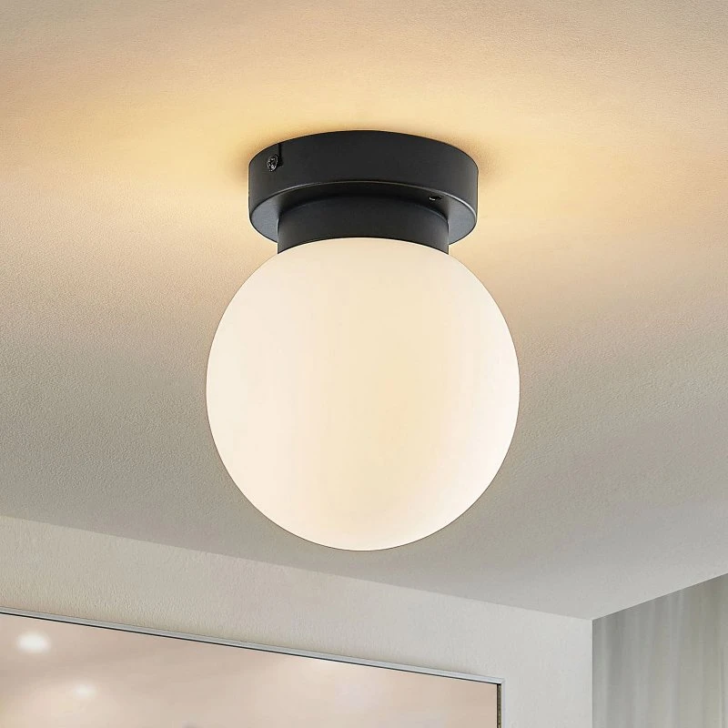 Lindby Tavino Plafondlamp - Zwart - Bolvormig - Dimbaar