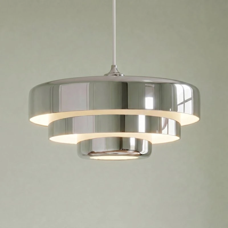 Lindby hanglamp Tivra, chroom, Ø 35 cm, metaal, E27