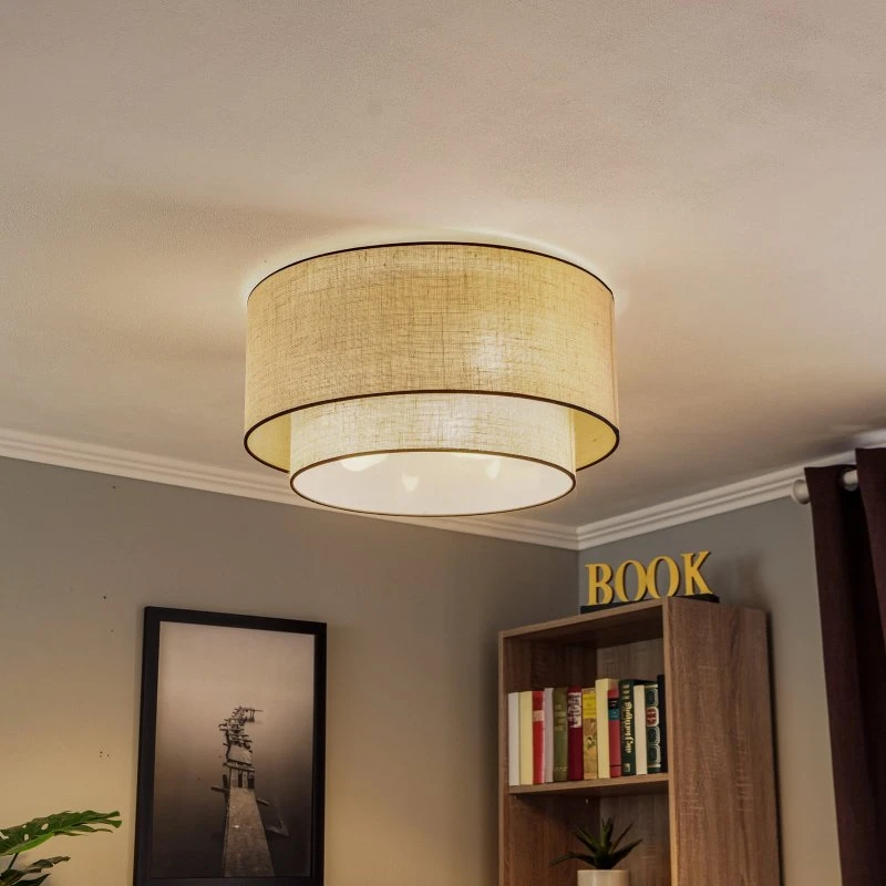 Euluna Boho Plafondlamp Jute & Zwart, Ø 60 cm