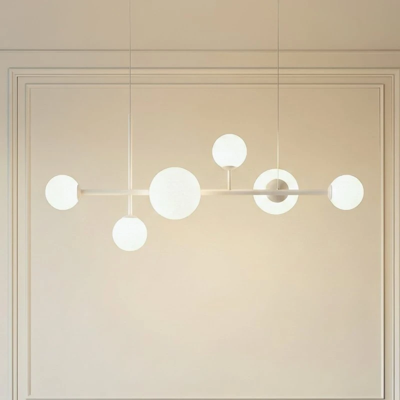 ALDEX Hanglamp Dione, 6-lamps, wit/opaal glas, dimbaar