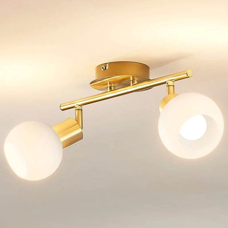 Lindby Elaina Plafondlamp - Messing & Opaalglas - 30 cm