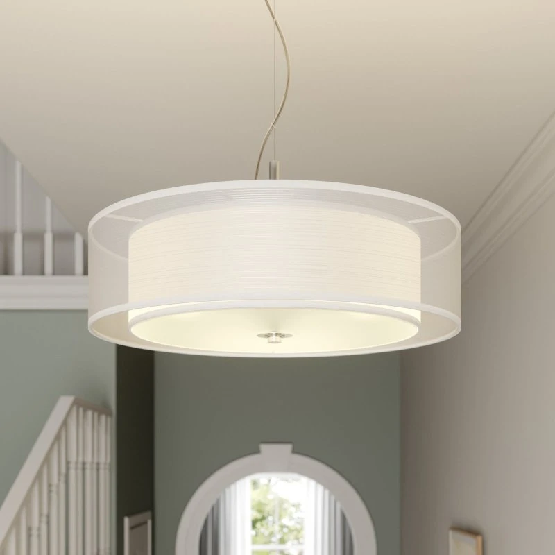 Lindby Pikka Hanglamp - Wit Textiel - Ø 50 cm