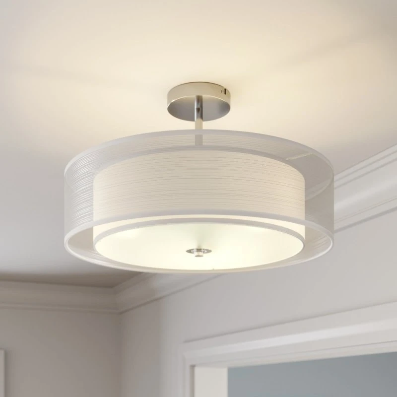 Lindby Plafondlamp Pikka - Wit/Chroom - Ø 50 cm