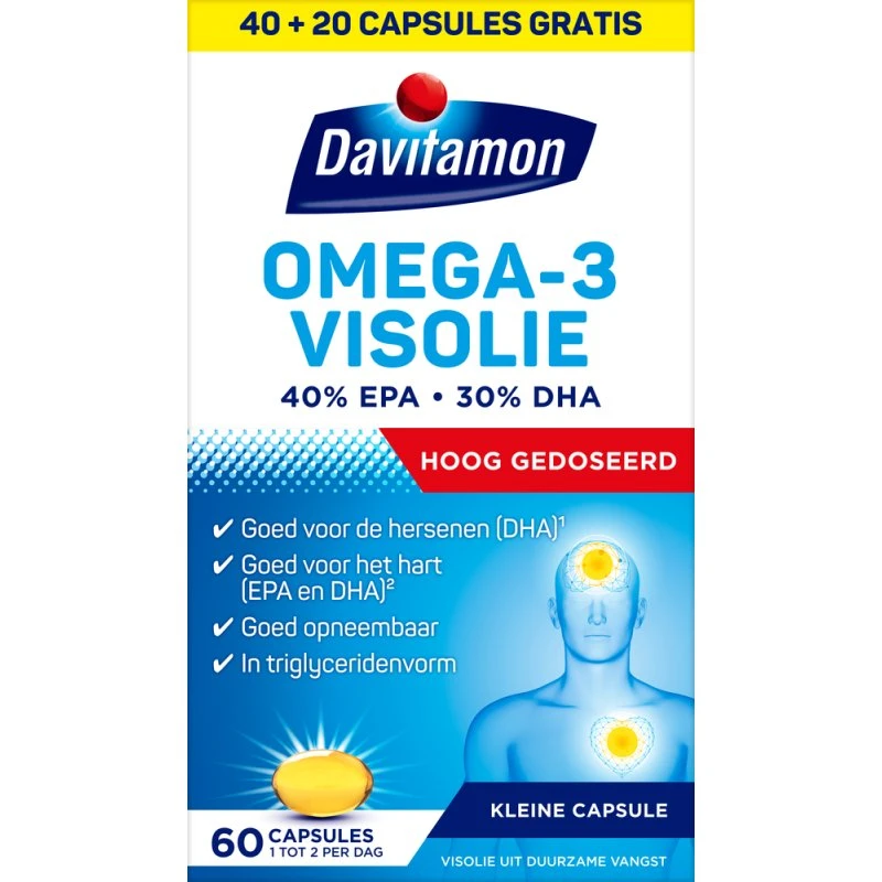 Davitamon Omega-3 Visolie 60 Capsules - Hoog Gedoseerd