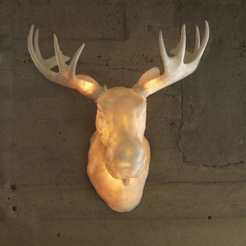 Northern Moo Wandlamp - Elandskop - Wit