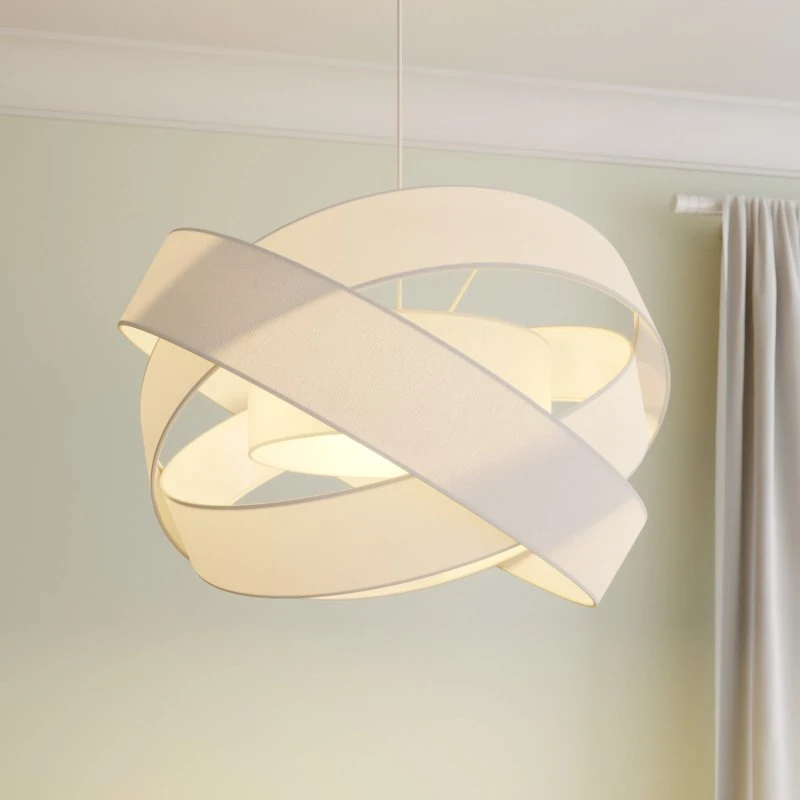 Lindby Simaria Hanglamp - Wit Textiel - Ø 60 cm