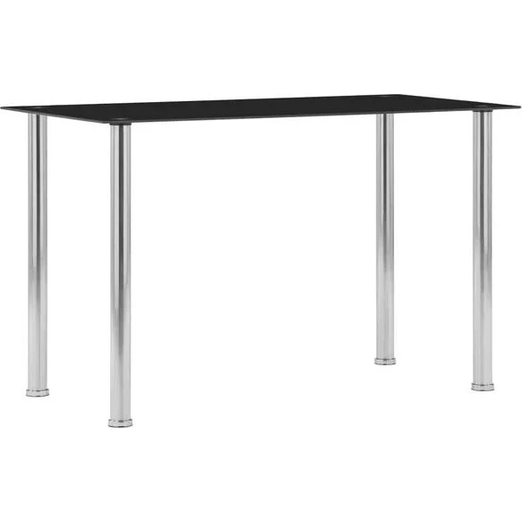 vidaXL Eettafel gehard glas 120x60x75 cm zwart