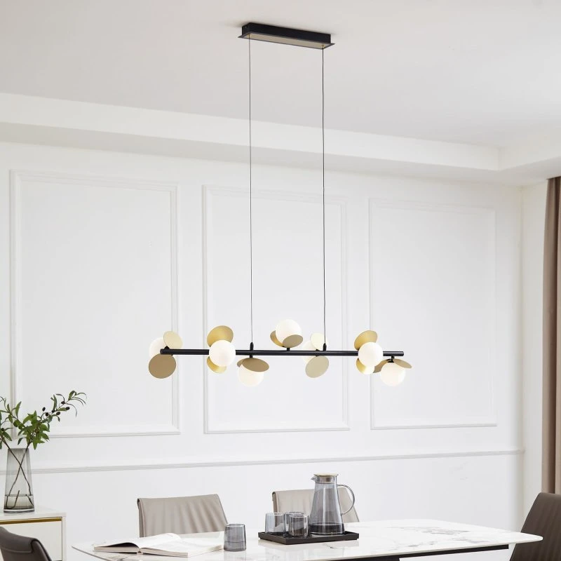 Lucande Hanglamp Pallo - 7-lamps - Zwart/Goud - Modern