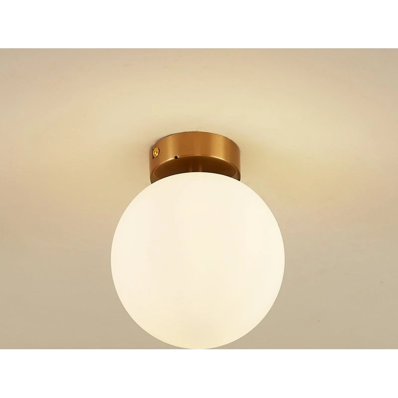 Lucande Bidolo Plafondlamp Messing/Goud, Glas, IP44, 15 cm