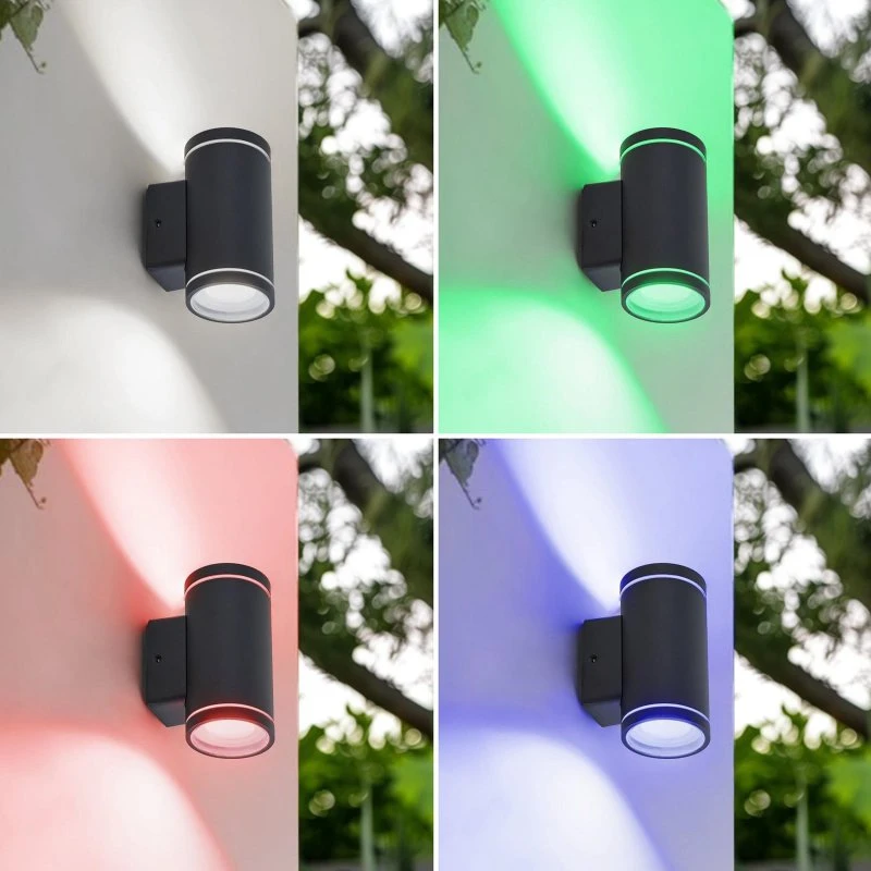 Lindby Smart LED Buitenwandlamp Valtin CCT RGB Tuya IP54 - Zwart