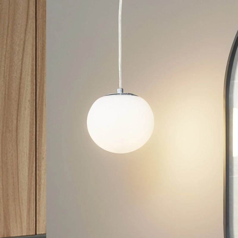 Lucande Bidolo Hanglamp - Chroom & Glas - IP44 - Ø 15 cm