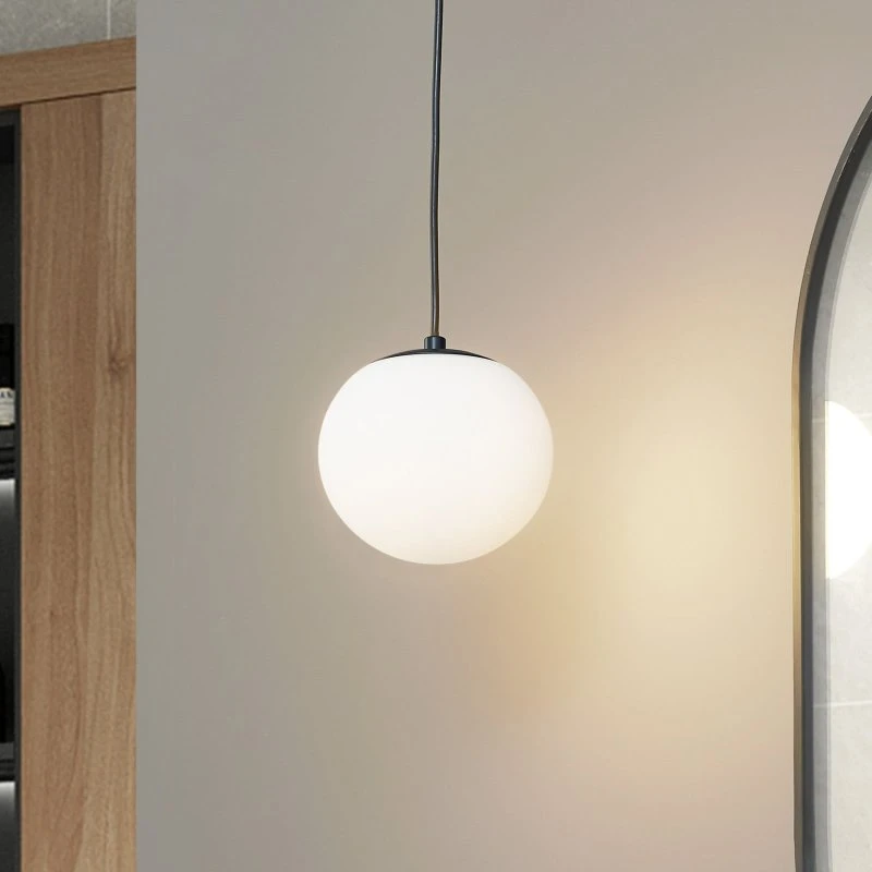 Lucande Bidolo Hanglamp Zwart - Glas - Ø 15 cm - IP44