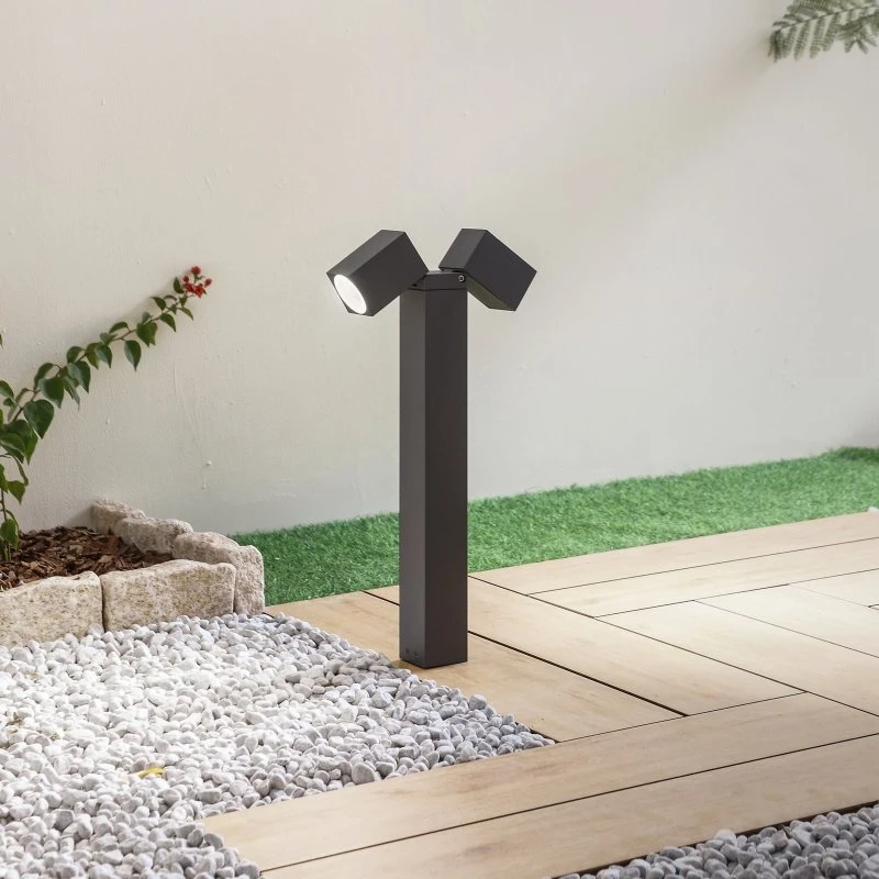 Lindby Othil Sokkellamp - Antraciet - 50 cm - 2-lamps