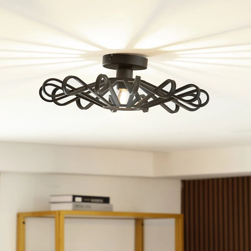 Lindby Plafondlamp Kaelen, Zwart, Metaal, Ø 45 cm