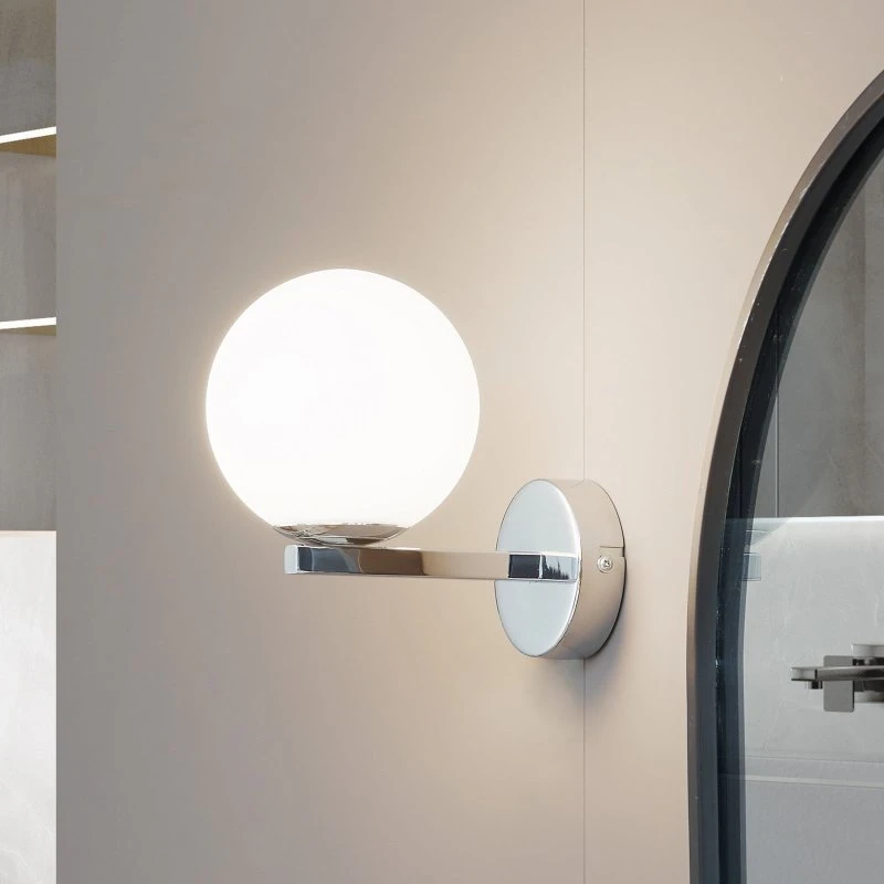 Lucande Bidolo Wandlamp Chroom & Glas Ø 12 cm IP44