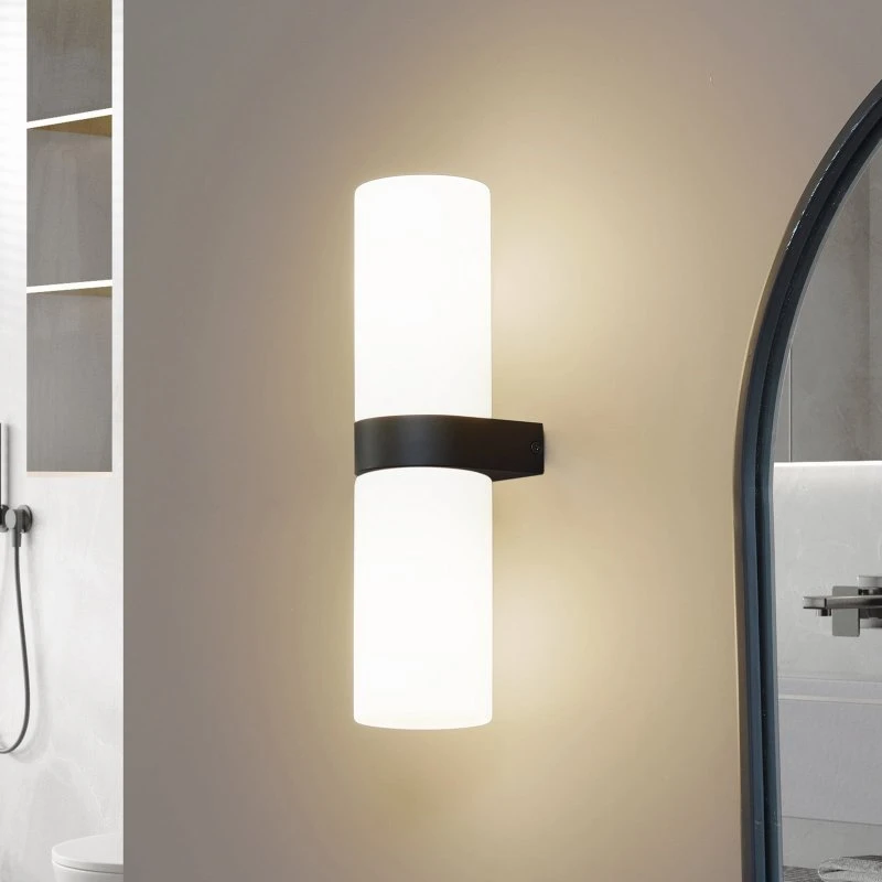 Lucande Basolo Wandlamp Zwart - Modern Glas - 31,5 cm