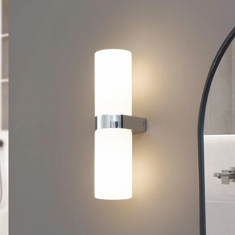 Lucande Basolo Wandlamp Chroom - IP44 Badkamer Wandlamp - 31,5 cm