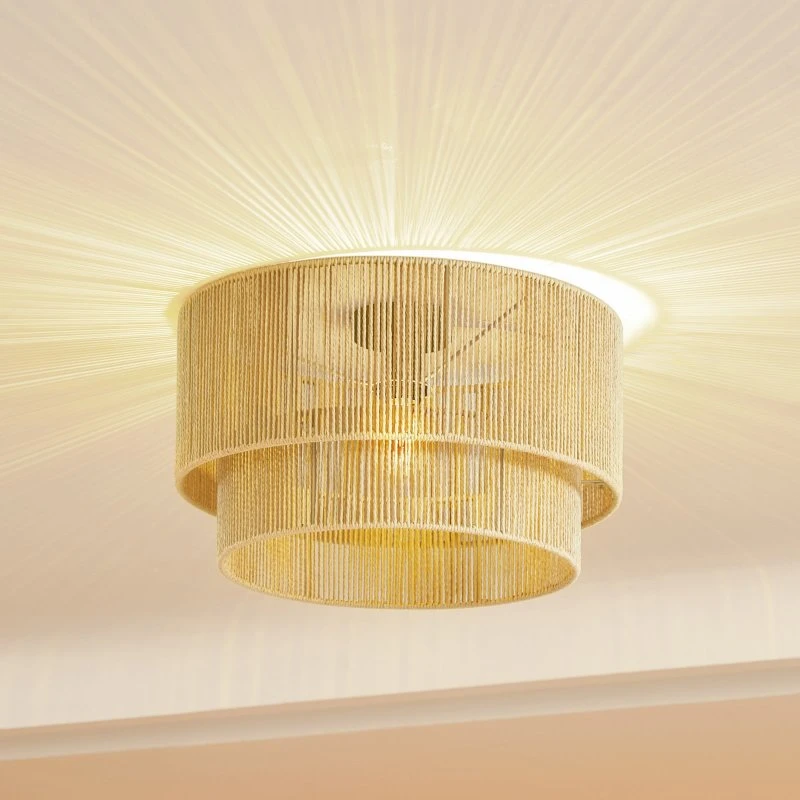Lindby Anuva Plafondlamp - Beige Papier - Ø 45 cm