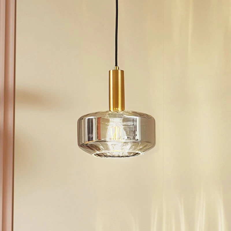Lindby Hildur Hanglamp - Rookgrijs Glas - Ø 22 cm