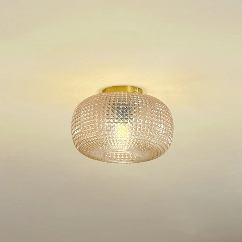 Lindby Hildur Plafondlamp Ø 25 cm - Amber Glas & Messing