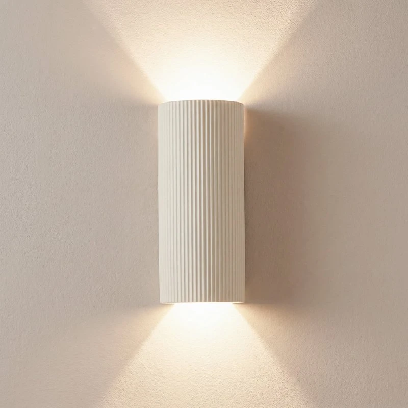 Lindby Wandlamp Colja - Rond, Beige Gips - 30,5 cm