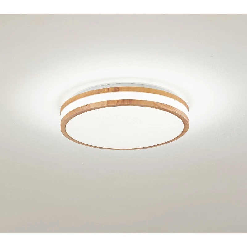 Lindby Emiva LED plafondlamp - Hout - Ø 39,5 cm - CCT
