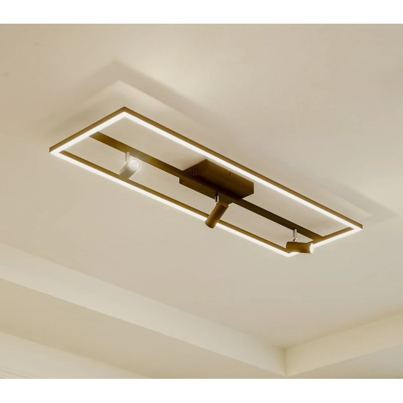 Lucande Yvor LED Plafondlamp - Zwart - 99,5 cm - Draaibaar