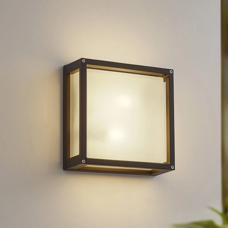 Lucande Aurelien Buitenwandlamp - Antraciet - Sensor - 25x25 cm