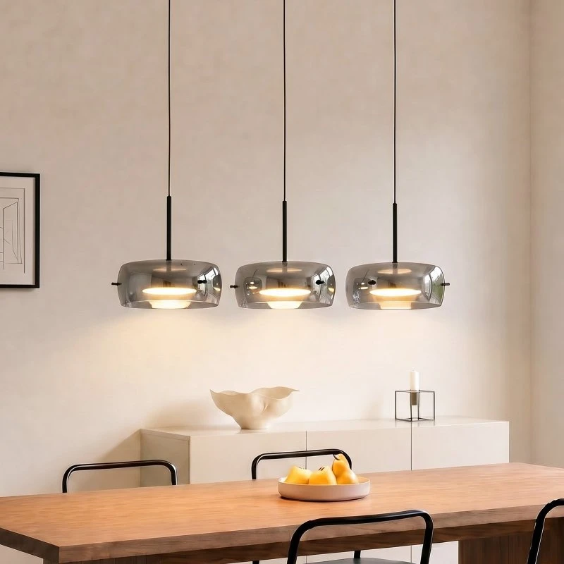 Lucande Martis LED hanglamp - Zwart & Rookgrijs - 3-lampig dimbaar