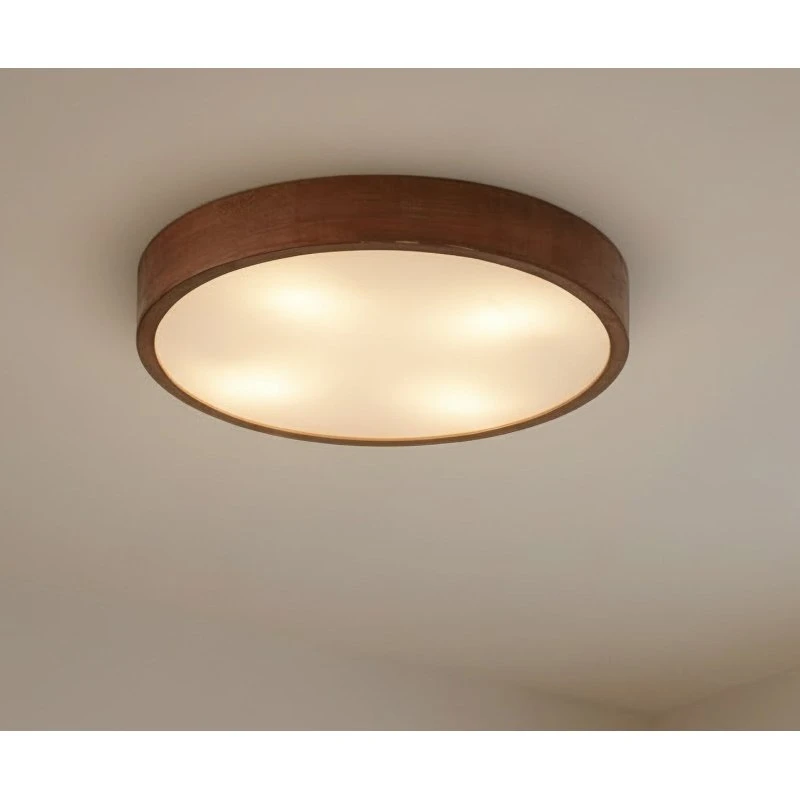 Lindby Plafondlamp Tanju - Rond Walnoothout - Ø 50 cm