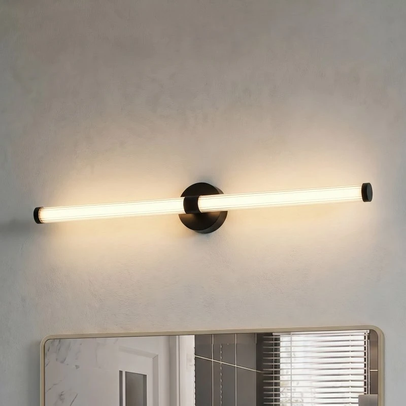 Lucande LED wandlamp Melisa, zwart, 90 cm, CCT, IP44