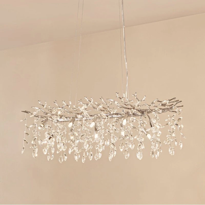 Lucande Bellora Hanglamp Kristal - 101 cm - Chroom/Zilver