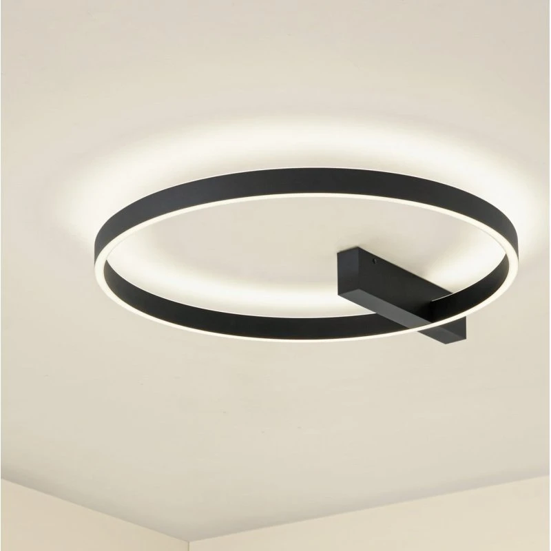 Lucande Isalin LED Plafondlamp - Zwart - CCT - Dimbaar - 60 cm
