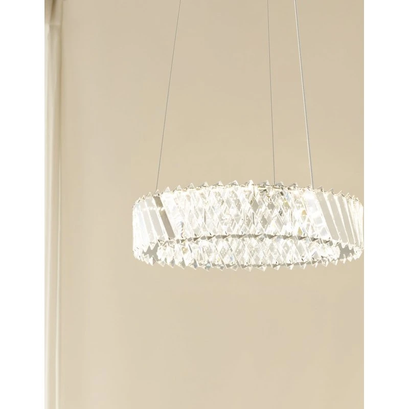 Lucande Glacis LED hanglamp, kristal, Ø 40 cm, chroom