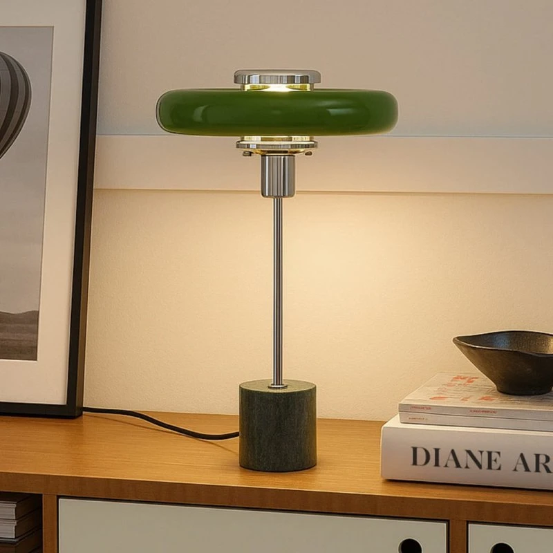 Lindby Tafellamp Branford - Groen - Metaal & Marmer - Vintage