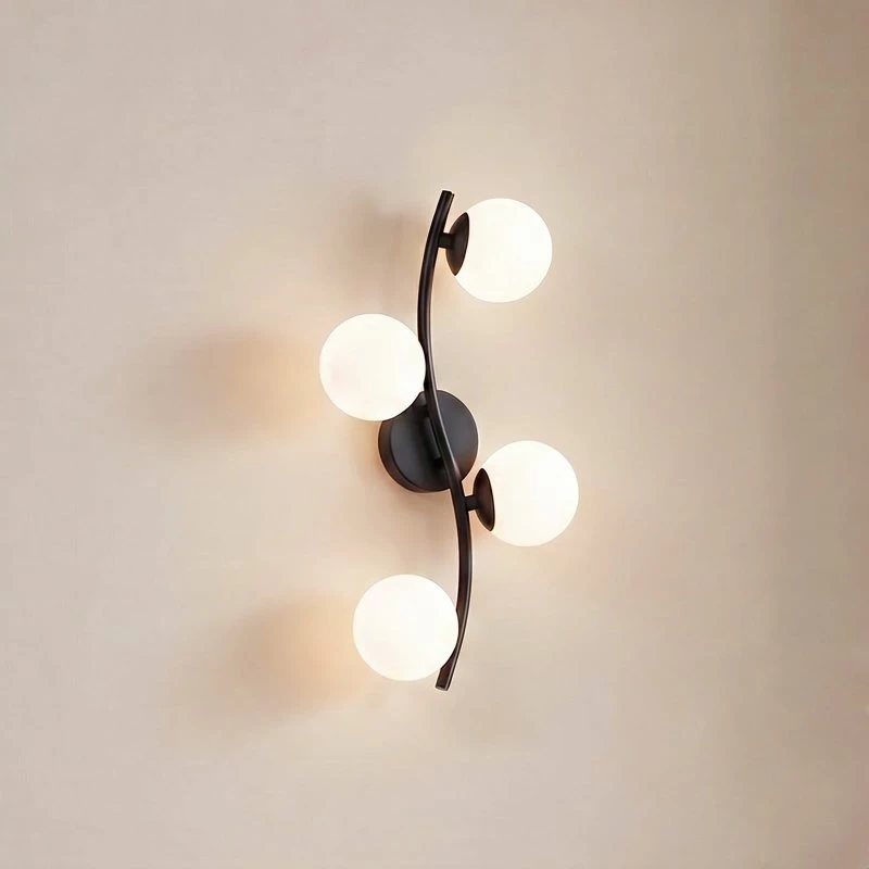Lindby Wandlamp Josiana - Opalen Glas & Zwart - 48 cm