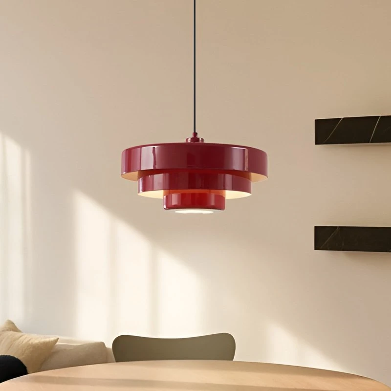 Lindby hanglamp Tivra, glanzend rood, Ø 35 cm, metaal