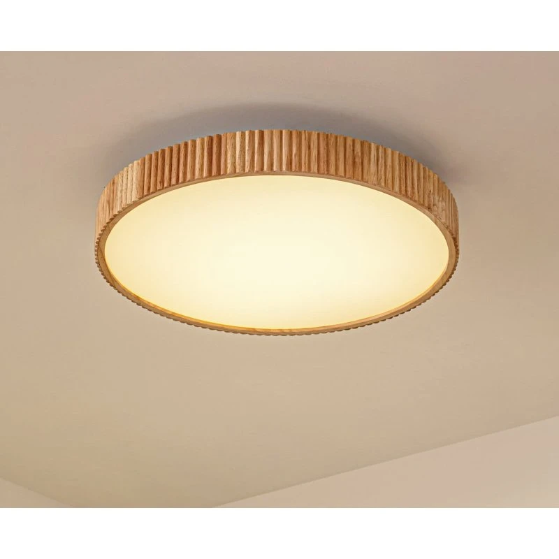Lindby Velua LED plafondlamp - Wit/Licht hout - Ø 50 cm