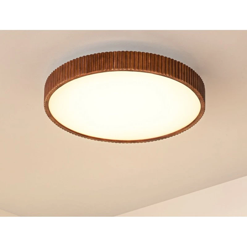 Lindby Velua LED plafondlamp, wit/donker hout, Ø 50 cm, CCT