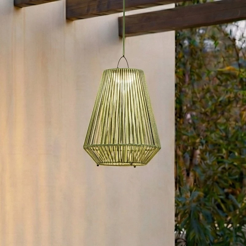 Lindby Austas LED-hanglamp op zonne-energie, Groen, Ø 32 cm