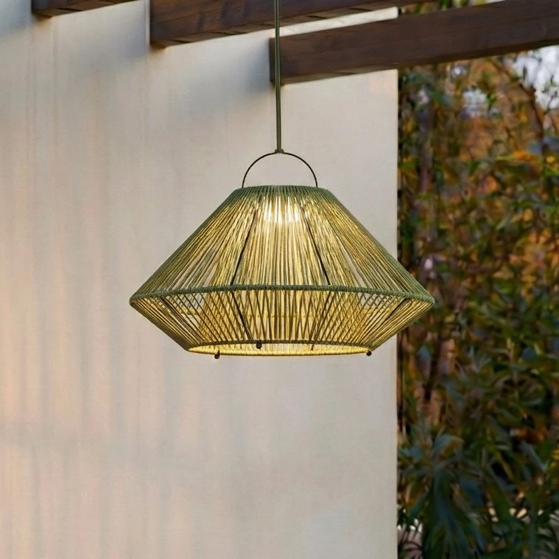 Lindby Austas LED-hanglamp op zonne-energie, Groen, Ø 50 cm