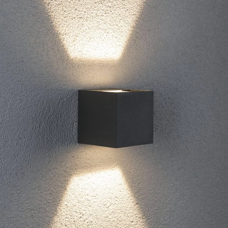 Paulmann Cybo LED buitenwandlamp - Grijs - 8x8 cm - 2.700 K