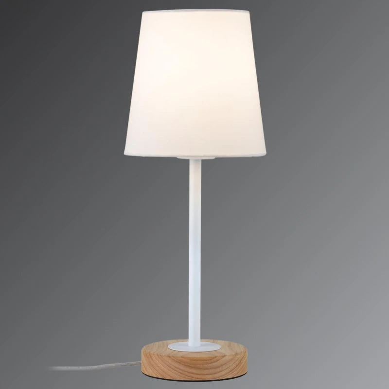 Paulmann Stellan Tafellamp - Wit/Hout - Modern Textiel