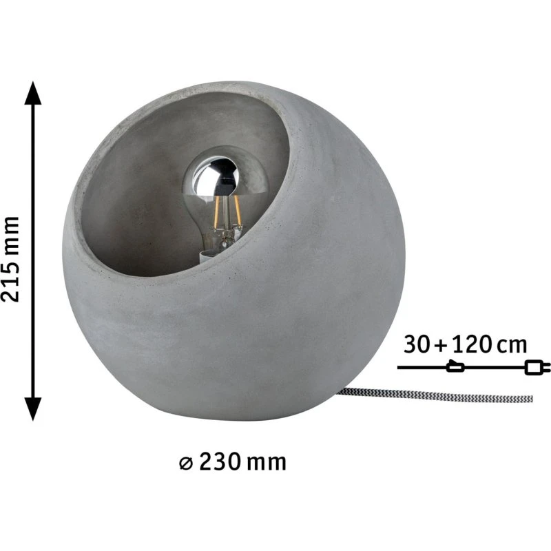 Paulmann Ingram Tafellamp - Beton & Aluminium - Grijs