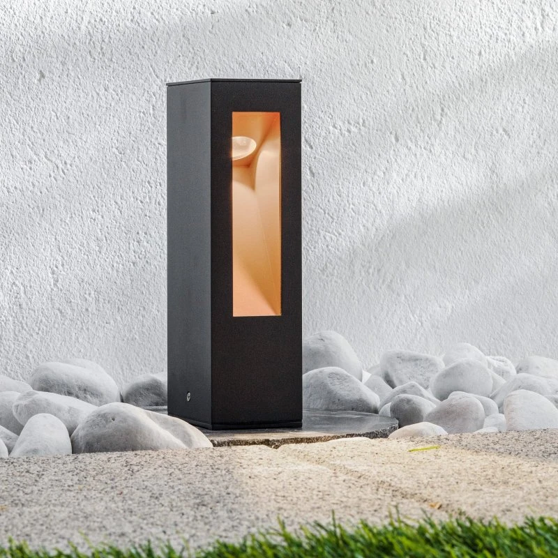 Lucande Jenke LED Sokkellamp - Aluminium - Zwart/Matgoud