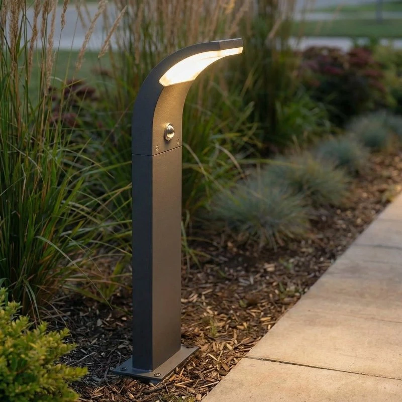 Lucande Timm LED tuinpadverlichting met sensor, 60 cm, Antraciet