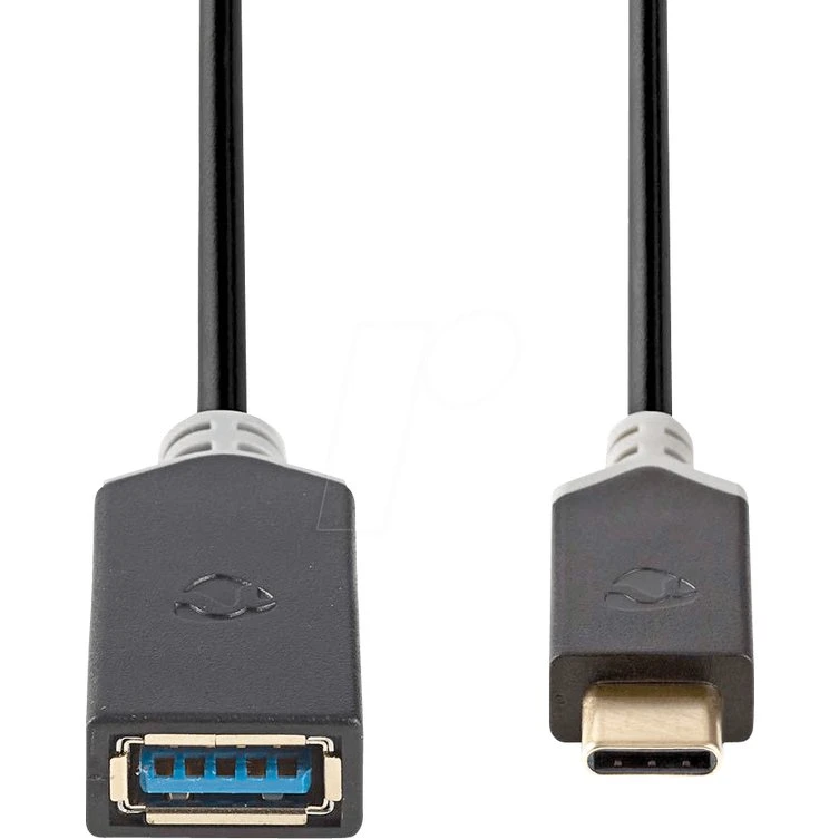 Nedis USB-C naar USB-A adapterkabel zwart (0,15 m)