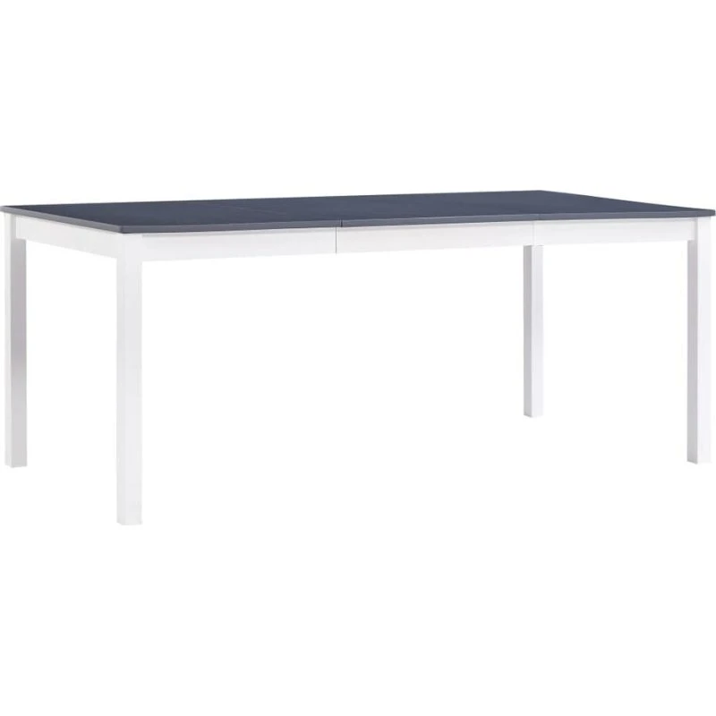 vidaXL Eettafel 180x90x73 cm grenenhout wit en grijs