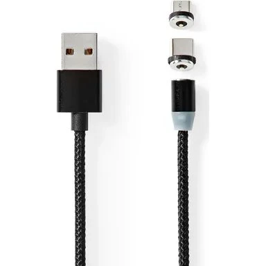 Nedis USB-Kabel 2.0 m USB-A/Micro-B & USB-C Zwart